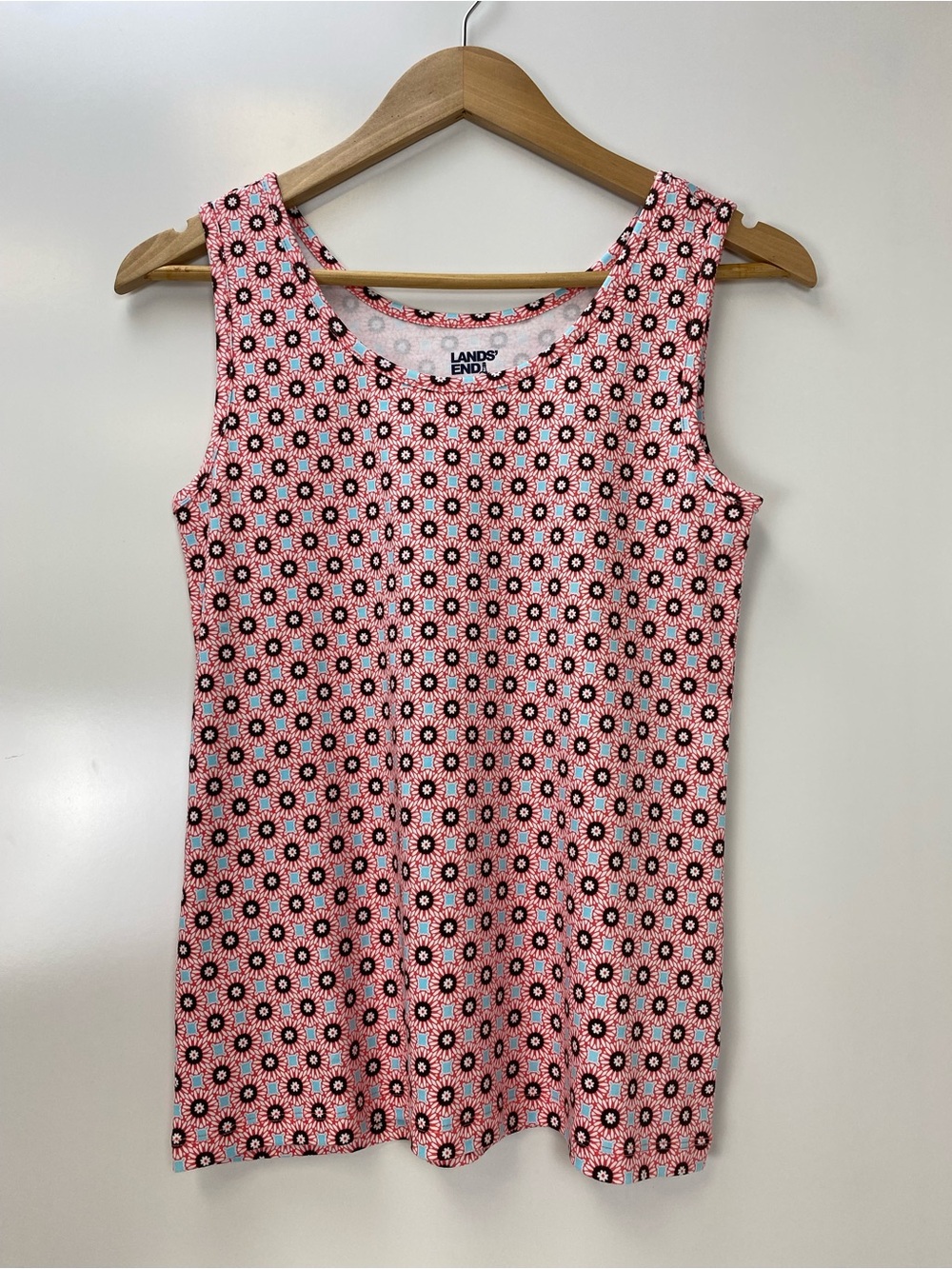 Lands' End Pink and Black Floral Geo Tank Top